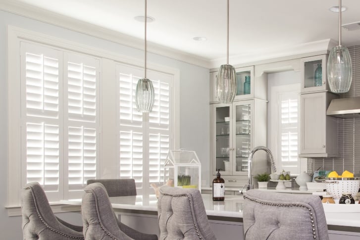 Plantation shutters in a kitchen